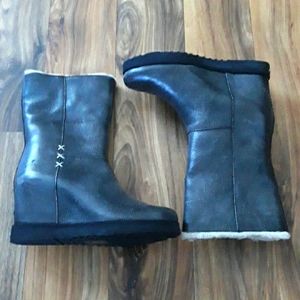 Koolaburra by UGG Leather Tall Wool Lined Wedge Boots